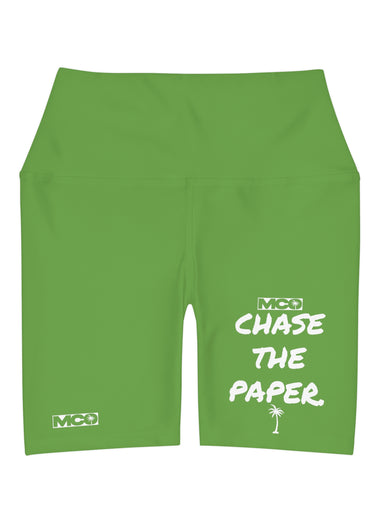 Women's High Waist Chase the Paper Yoga Shorts (Green)