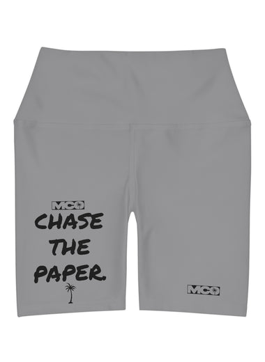 Women's High Waist Chase the Paper Yoga Shorts (Grey)