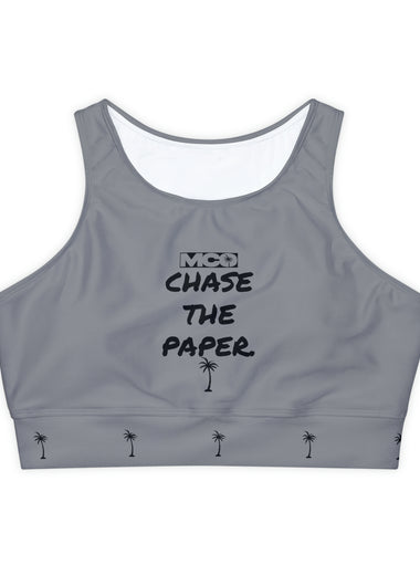 Women's Chase the Paper Sports Bra (Grey)